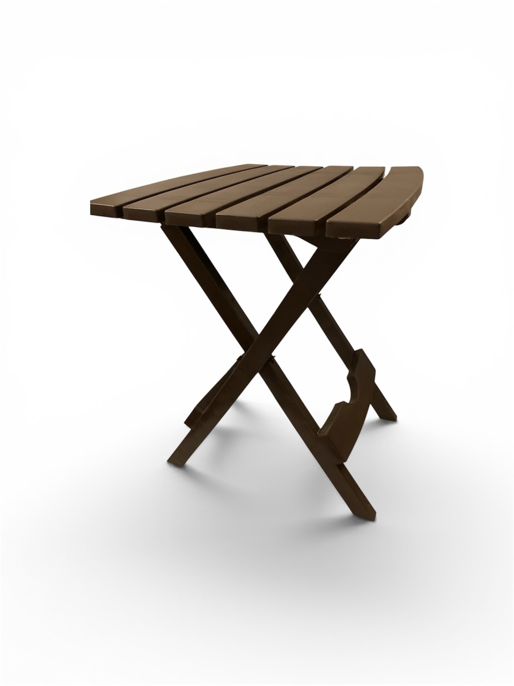 Brown Foldable Portable Plastic Square Patio Side/End Table, Slatted Top